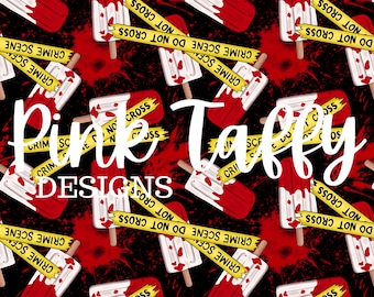 True Tatort Sommer Eis am Stiel Blutrot überqueren Sie nicht die Spritzer nahtloses Dateientwurfsmuster, das sich den Hintergrundstoff des digitalen Papiers wiederholt