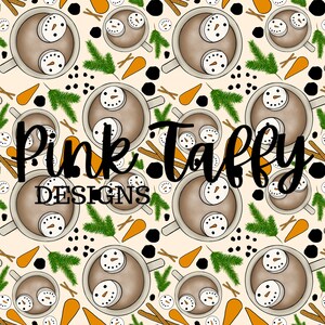 Sneeuwpop hete Cacao naadloze patroon bestand ontwerp winter kerst leuke marshmallow chocolade