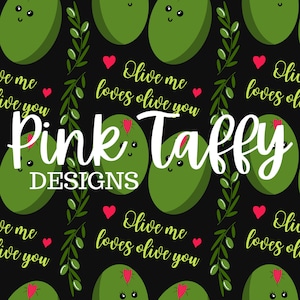 Olive me loves Olive you Valentines day naadloze file design patroon schattig grappige spelen op woorden eten zoete liefde