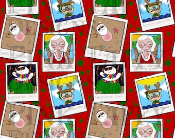 Weihnachtsbilder Urlaub tropisch Santa Frau Satz Rentier Schneemann luau Sand Sonne nahtlos Dateidesign Rapportmuster niedlich