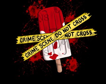 True Crime Eis am Stiel Forensik Blutspritzer Sommer png für Shirts Kaffeebecher lustiges Tatzenband