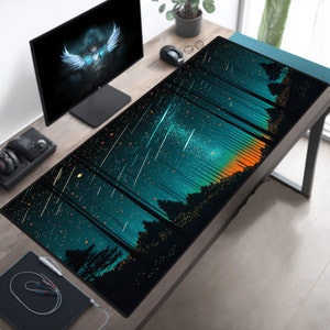 Fantasy Meteor Shower Mouse Pad Space Mousepad Cosmic Desk Mat Cosmos Deskpad Astronomical Deskmat Night Sky Mousemat Laptop Pad