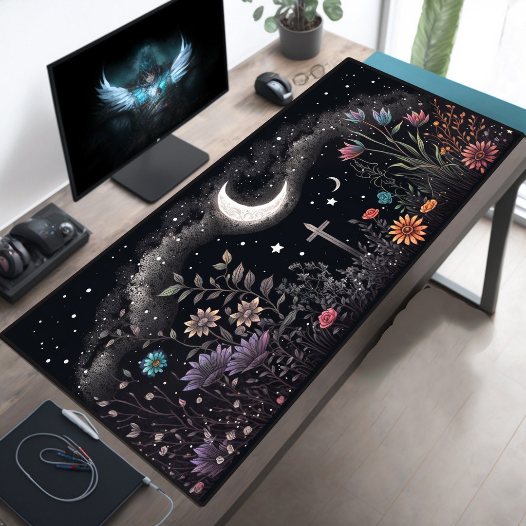 Floral Cross Desk Mat: Christian Mousepad, XL Computer Deskpad - Etsy ...