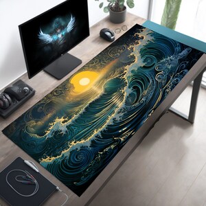 Ocean Dreams Nautical Desk Decor, Beach Home Decor, Ocean Desk Mat, Waves Mouse Pad, Seas Mousepad, Gaming Laptop Mat, Game Table Setup