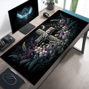 Writing Desk Decor, Cross Writers Desk, Cross Art Deskmat, Cross Desk Mat, Cross Mouse Pad, Bible Mousepad, Christian Keyboard Computer Mat