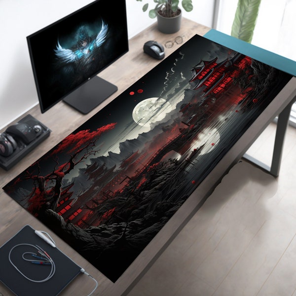 Japanisches Büro Dekor, Japan Schreibtisch Dekor, Japan Schreibtischmatte, Fantasy Maus Pad, Gaming Mousepad XL, Spieltisch Dekor, MTG Playmat Japan