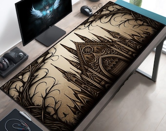 Gothic Mousepad XL Gothic Desk Mat XXL Church Desk Pad Dark Academia Mouse Pad Home Office Decor Gift for Her Gothic Gifts Office gift