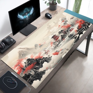 Cute Japan Desk Decor, Japanese Office Gift, Japan Playmat  , Japanese Play Mat, Gift for Husband, Large Mousepad XL, Gaming Gifts
