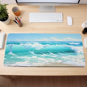 Ocean Desk Mat, Sea Desk Pad, Beach Home Decor, Waves Mouse Pad, Ocean Mousepad, Beach Office Mat, Computer Desk Mat