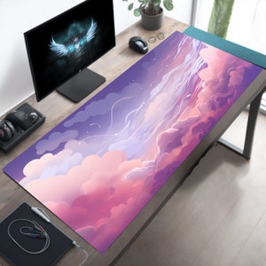 Pastel Kawaii Deskmat, Cute Deskpad, Clouds Mousepad, Anime Mouse Pad, Aesthetic Desk Mat, Desk Pad Kawaii Cute