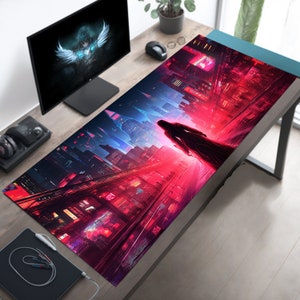 Cyberpunk Collection, Neon Red Desk Mat, Retrowave Gaming Mat ...