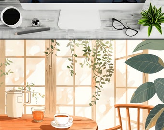 Aesthetic Desk Decor, Breakfast Nook, Cute Desk Mat, Aesthetic Desk Pad, Office Decor, Moon Calming Mouse Pad, Oversized Mousepad