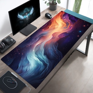 Galactic Streams Cute Amime Desk Mat, Kawaii Mouse Pad, Large Gaming Mousepad XL, Big Desk Pad, Anime Deskmat, Lofi Desk Mat