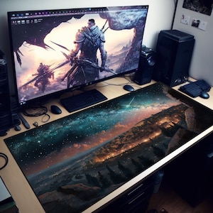 Ancient Jerusalem at Night XXL Desk Mat Bible Desk Pad Christianity Mousepad Christian Mouse Pad Christian Office Decor Laptop Mat