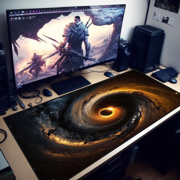 Gaming Desk Mat Gaming Mouse Pad, Black Hole 1, Space Desk Mat, Cosmic Desk Pad, Cosmos Mousepad, Space Mouse Pad, Deep Space Mousemat