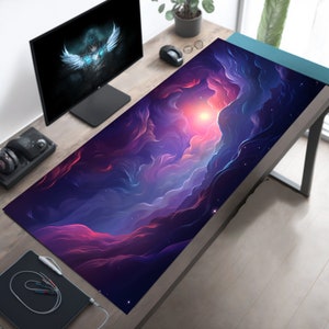 Pastel Anime Desk Mat: Hidden Starlight Lofi Gaming Mousepad