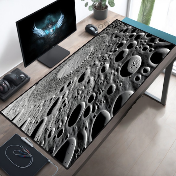 Lunar Surface Desk Mat Moon Crater Design Unique Workspace Decor Anti fray Hemmed Edge High quality Mousepad space Themed Desk Accessory Etsy UK