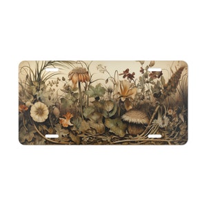 Boho Collection, Aesthetic Cottagecore Wildflowers Vanity License Plate for Cars, Trucks, Recreational or Farm Vehicles