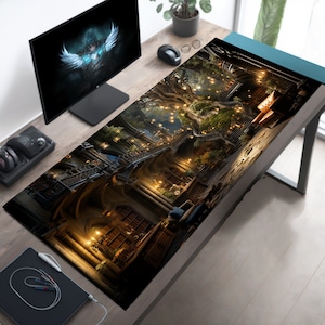 Fantasy Playmat  , Nerdy Desk Mat, Bookish Mouse Pad, Adventure Dreams Mousepad, Large Keyboard Pad, Laptop Mat, Dark Academia Mat