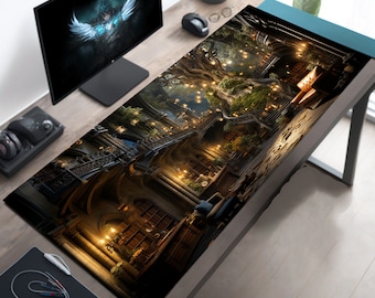 Fantasy Playmat  , Nerdy Desk Mat, Bookish Mouse Pad, Adventure Dreams Mousepad, Large Keyboard Pad, Laptop Mat, Dark Academia Mat