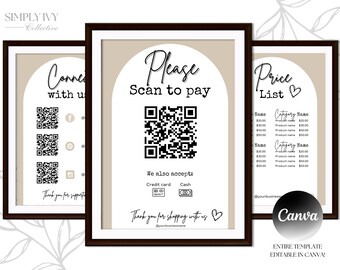 Classic QR Code Scan to Pay & Price List Template Editable Small ...
