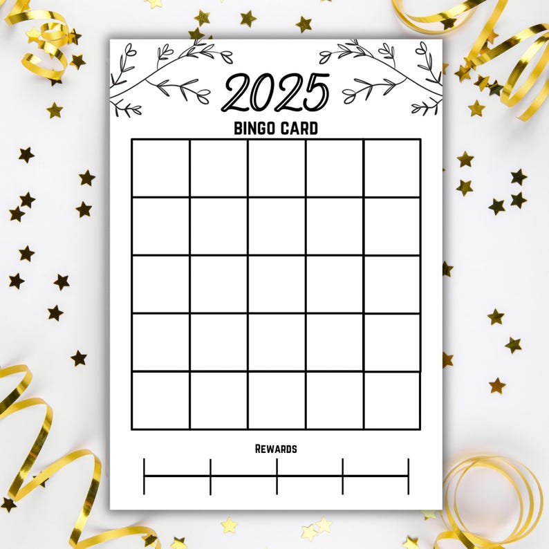 2025 Bingo Card Printable Rewards Chart 2025 Vision Board Girls Night