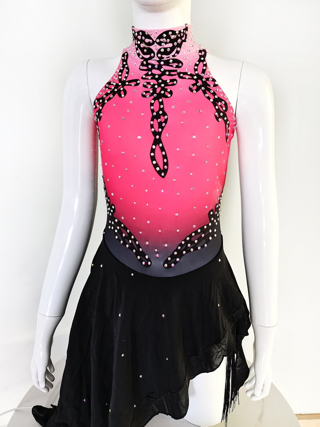 red and black figure skating dress Figure Skating Dress #SD400 main image 1