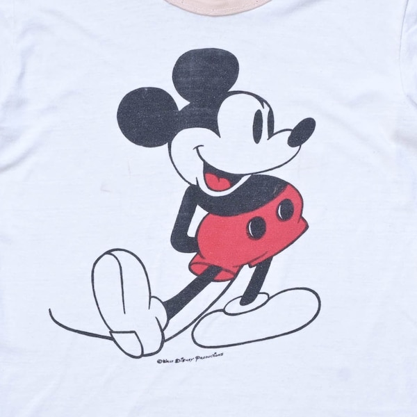 MICKEY MOUSE 70s Womens Ringer Tee - XS