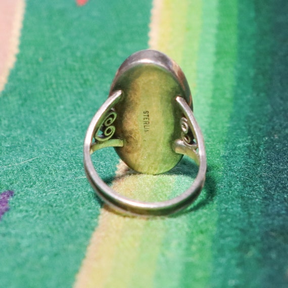 Victorian Abalone 925 Sterling Silver Ring - 4.5 - image 4