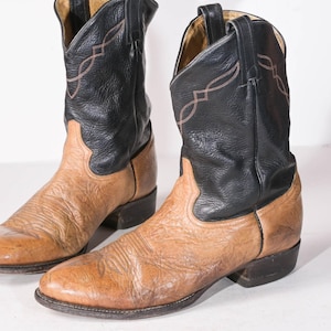 90’s Vintage Tony Lama Cowboy boots Men\'s Two-Tone Tan/Black $_12.JPG?set_id=880000500F main image 3