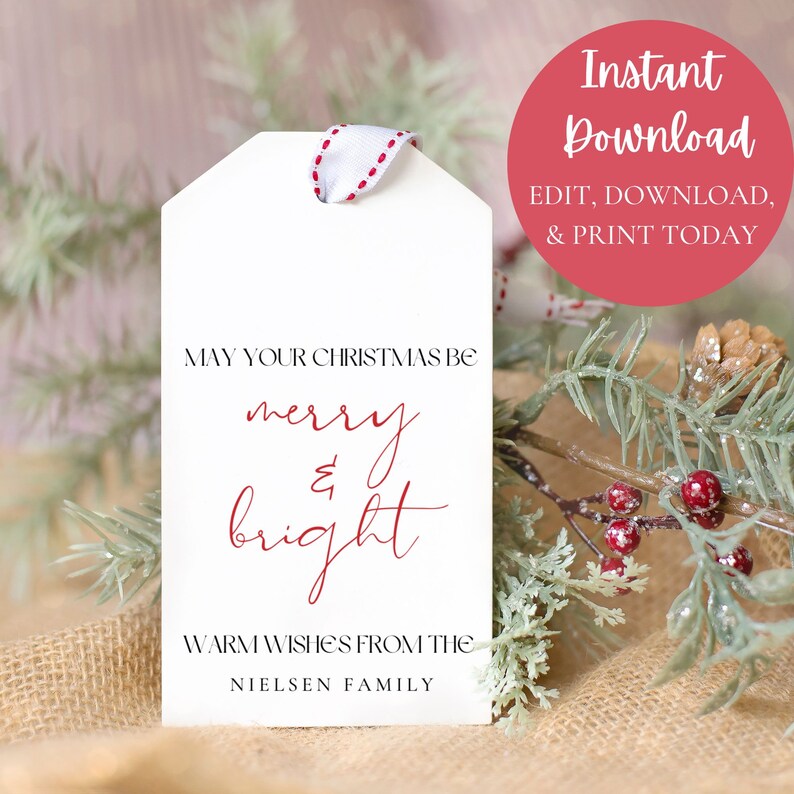 Personalized Printable Christmas Gift Tags Template - Editable ...