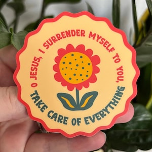 O Jesus, I Surrender Myself to You Sticker | Surrender Novena Vinyl Sticker | Catholic Waterproof Sticker | Faith-Based Encouragement Gift