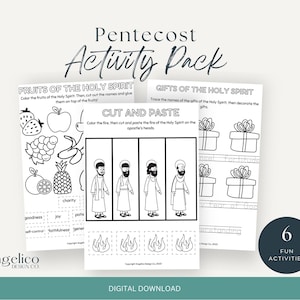 Pentecost Activity Pack for Children - Learn about the Holy Spirit through Coloring, Cut and Paste, and Tracing, Catholic Coloring