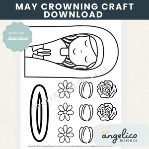 DIGITAL DOWNLOAD May Crowning Catholic Craft Catholic Craft for Children Mary Crowning May Crowning Craft