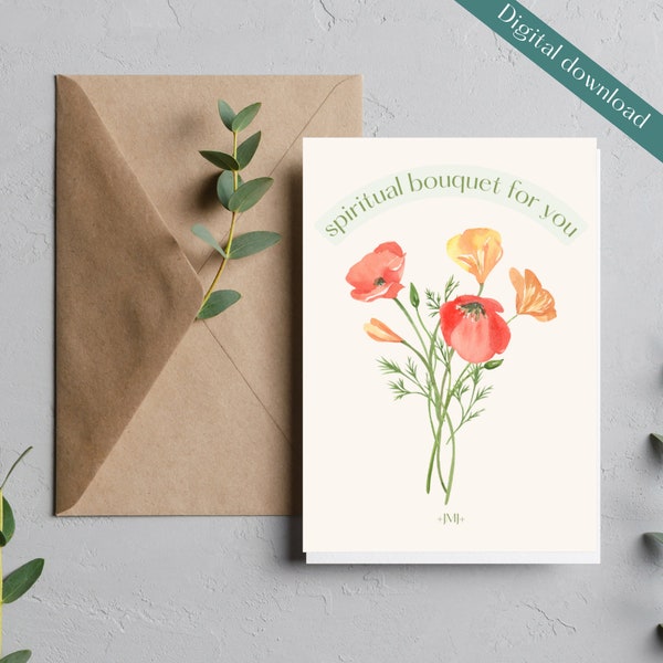 Catholic Spiritual Bouquet Card Digital Download Spiritual Bouquet Prayers Download Catholic Card