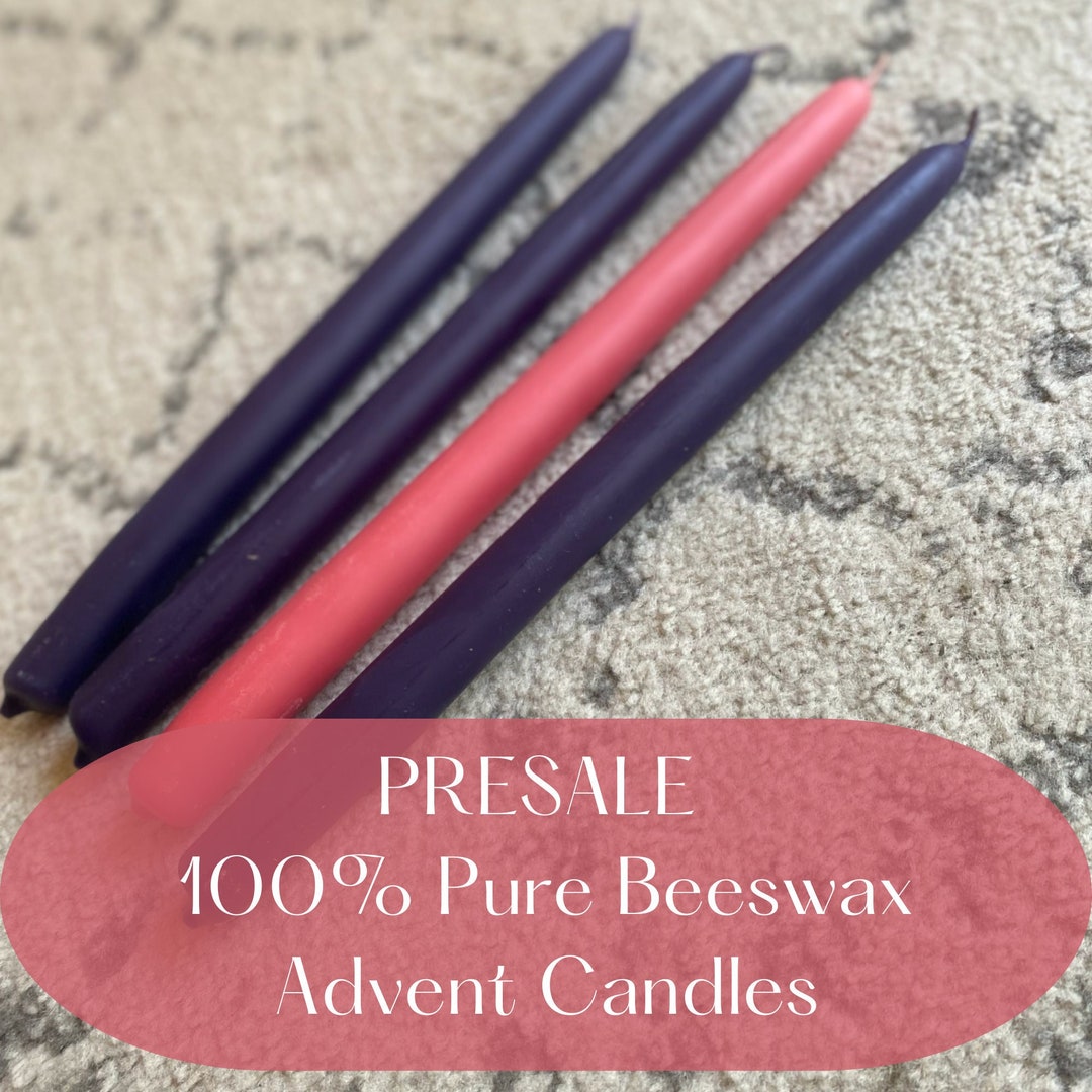 100 Pure Beeswax Advent Taper Candles Christmas Candles 3 Etsy