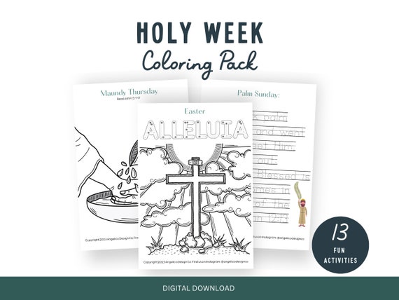 Holy Week Coloring Pack Catholic Easter Coloring Pages Catholic Holy Week Kids Activity Pages Holy Week Craft 