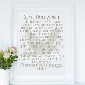 Come Holy Spirit Catholic Digital Print | Beautiful Lettering| Instant Download Catholic Wall Art Catholic Prayer Print