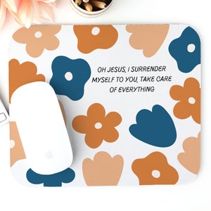 Catholic Surrender Prayer Mouse Pad, Floral Design