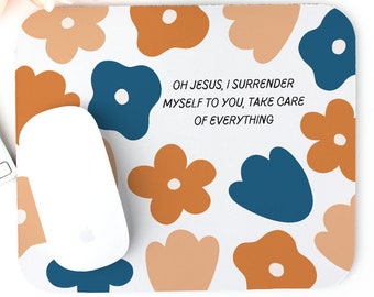 Catholic Surrender Prayer Mouse Pad, Floral Design
