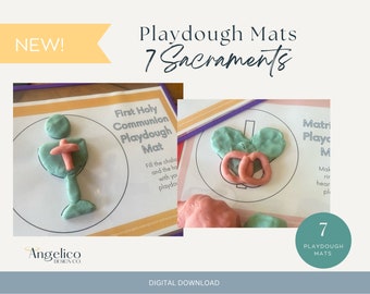 Catholic Sacraments Playdough Mat Set - Digital Download Catholic Playdoh Mat Catholic Toddler Catholic Preschool 7 Sacraments Activity