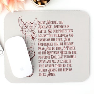 St. Michael the Archangel Mousepad Saint Michael Prayer Gift for Catholic Man Catholic Boyfriend Catholic Dad Catholic Professional Office