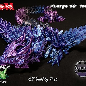 3D Printed Winged Lunar Moon Dragon Articulated Fidget Toy In 54 of the Hottest Colors - Cinderwing3D Authorized Reseller