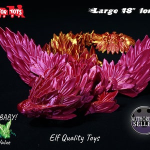 3D Printed Winged Sun Flower Dragon Articulated Fidget Toy In 54 of the Hottest Colors - Cinderwing3D