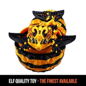 Baby Bumblebee Dragon and Egg OR Baby Alone - Fidget Stress Relief Articulated Figurine - Mythical Fantasy Home & Office Decor - Gift - USA