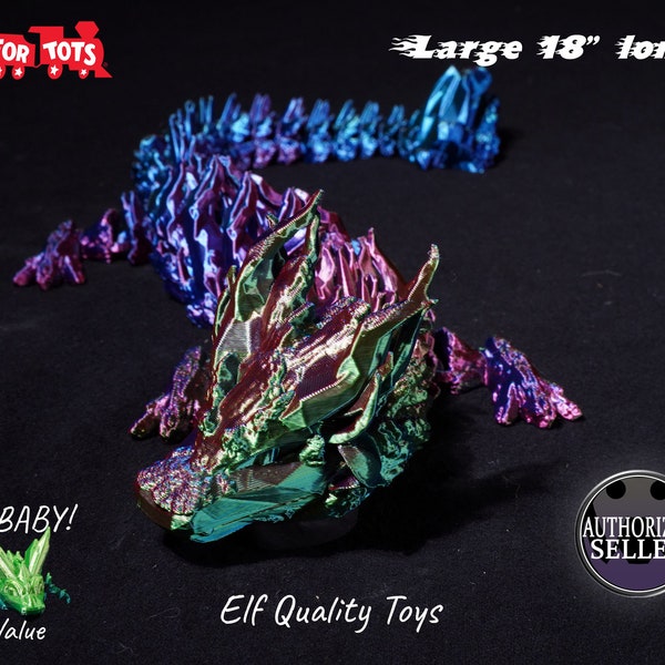 3D Printed Articulated Woodland Dragon Fidget Toy In 54 of the Hottest Colors - Cinderwing3D Authorized Reseller