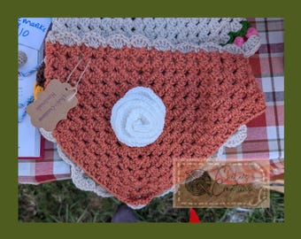 Pañuelo de ganchillo, hilo acrílico, accesorio para el cabello estilo cottagecore