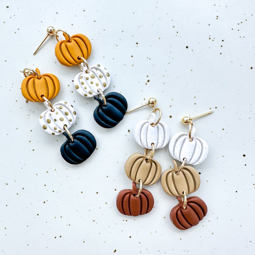 Stacked Pumpkin Earrings Dangling Pumpkin Earrings Pumpkin Earrings ...
