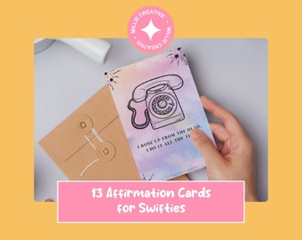 Cartes de vœux Swiftie | Cartes imprimables téléchargeables pour les mantras et les affirmations quotidiennes avec les paroles de Taylor