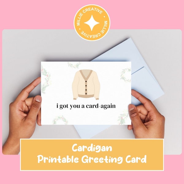 Printable Holiday Card - Cardigan | Taylor inspired DIY Festive Greeting Card Instant Digital Download